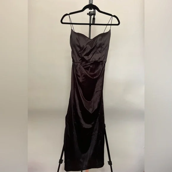 **Never Worn/With Tags** Spaghetti Strap Satin Cocktail Evening Dress Blk|Small - Picture 3 of 12